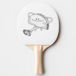 Pala De Ping Pong Personaje de mascota de taco verde lindo caminando