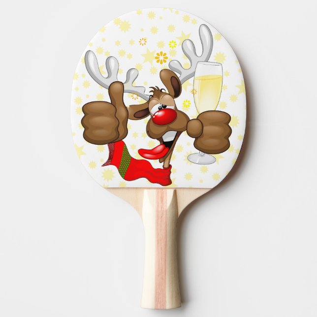 Pala De Ping Pong Personaje de Navidades divertidos renos ebrios (Anverso)