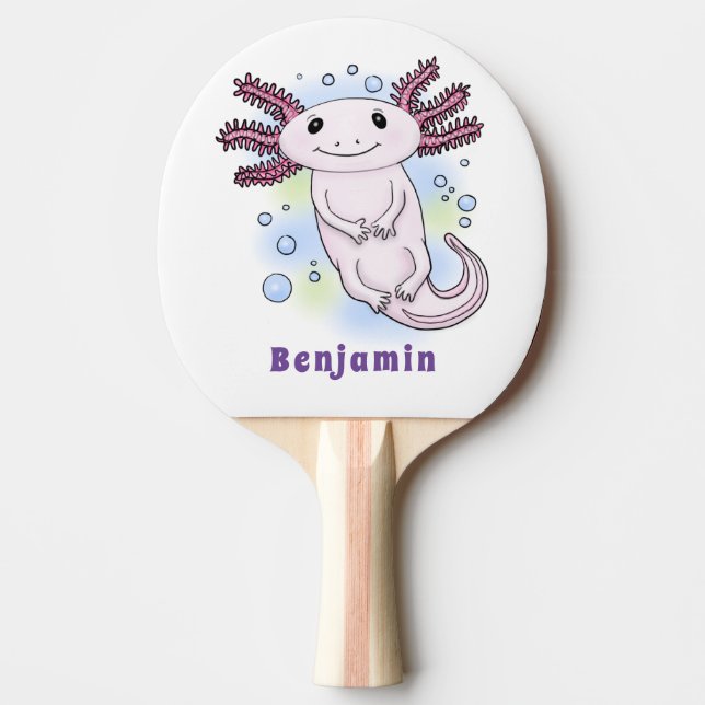 Pala De Ping Pong Personalizado axolotópico rosa adorable (Anverso)