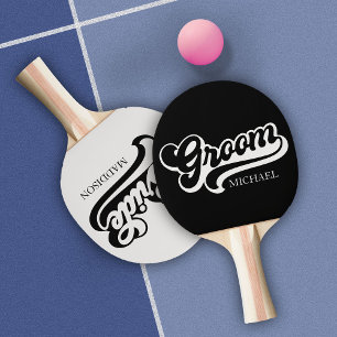Pala De Ping Pong Personalizado Birde y Groom Name Vintage