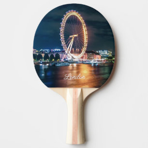 Pala De Ping Pong Personalizado Blue Gold Cityscape Night Travel Lon
