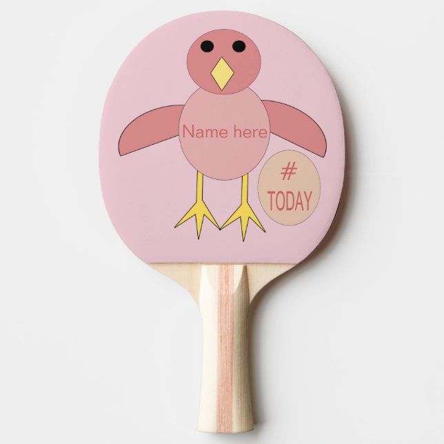 Pala De Ping Pong Personalizado Chica de cumpleaños rosado Chick Pin (Anverso)