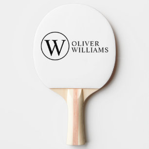 Pala De Ping Pong Personalizado Círculo W inicial Monograma blanco