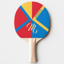 Pala De Ping Pong Personalizado colorido Monograma Nombre geométrico