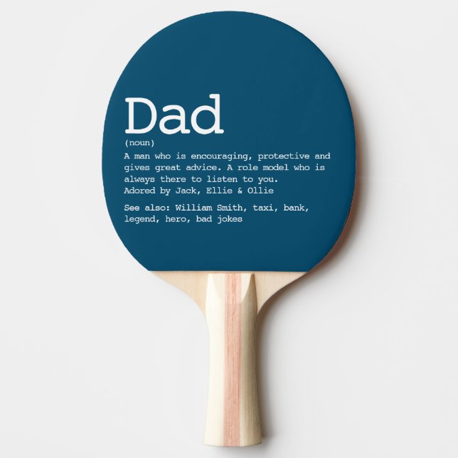 Pala De Ping Pong Personalizado Dad Definición del Día del Padre Azu (Anverso)