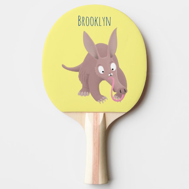 Pala De Ping Pong Personalizado de aardvark gracioso (Anverso)