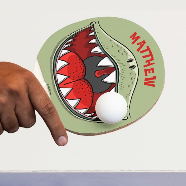 Pala De Ping Pong Personalizado de Boca de Dinosaurios T-rex persona (Personalized T-rex Dinosaur Mouth Kids Cartoon Ping Pong Paddle)