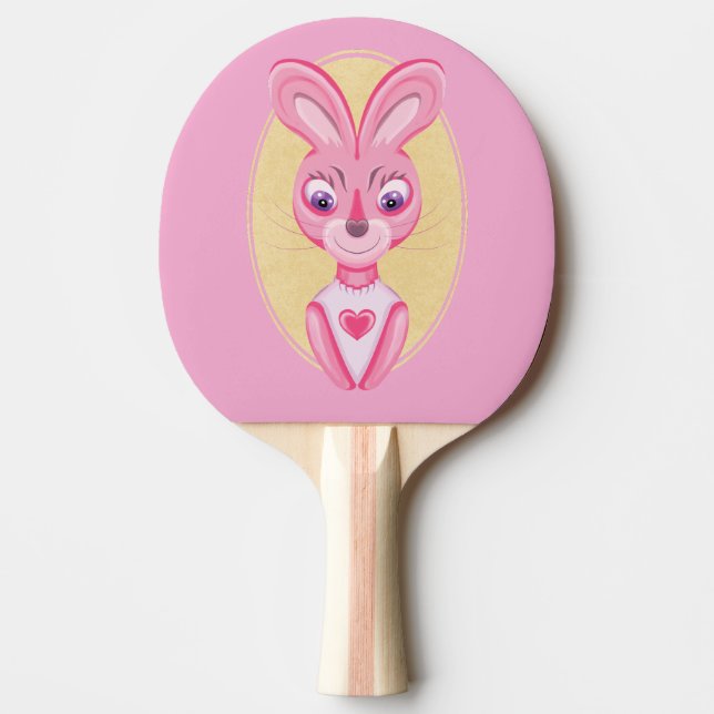 Pala De Ping Pong Personalizado de chica de conejito lindo (Anverso)