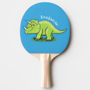 Pala De Ping Pong Personalizado de dinosaurios de triceratops verde
