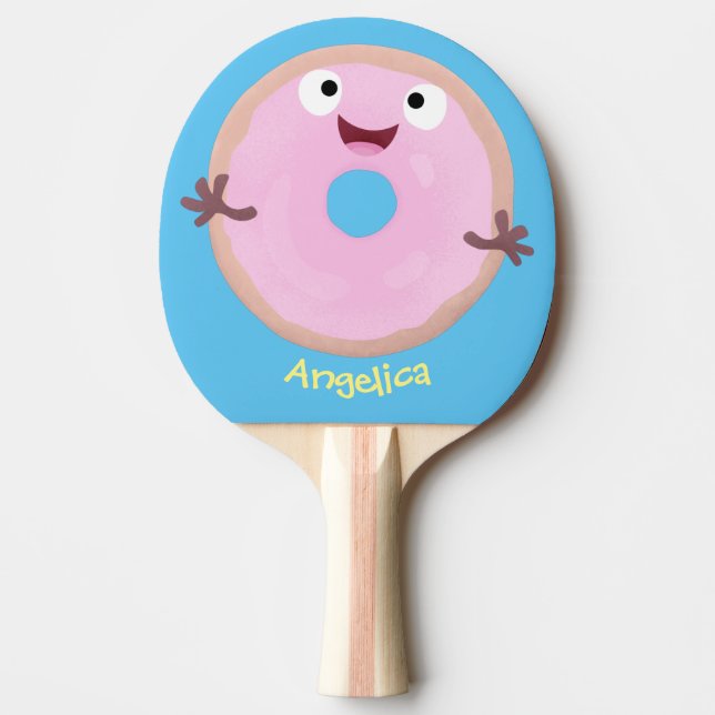 Pala De Ping Pong Personalizado de donut rosa alegre y brillante (Anverso)