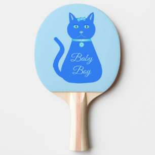 Pala De Ping Pong Personalizado de gato de niño pequeño azul