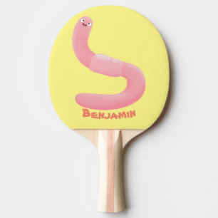 Pala De Ping Pong Personalizado de lombrices de tierra rosa y alegre