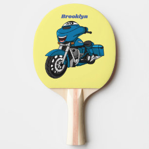 Pala De Ping Pong Personalizado de moto azul feliz