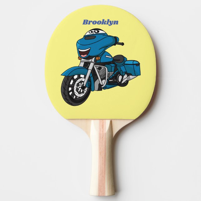 Pala De Ping Pong Personalizado de moto azul feliz (Anverso)