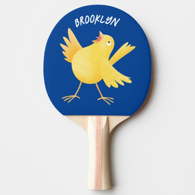 Pala De Ping Pong Personalizado de pájaro canario amarillo cantando  (Anverso)