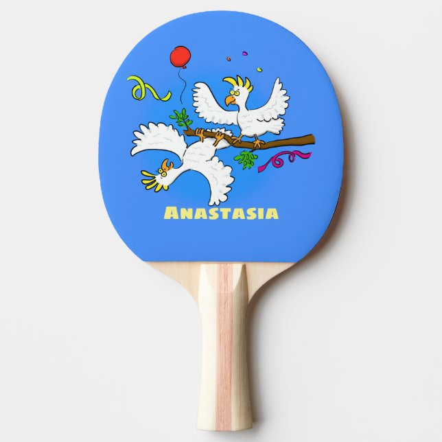 Pala De Ping Pong Personalizado de pájaros de cacatúa graciosa (Anverso)