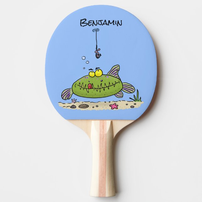 Pala De Ping Pong Personalizado de pescadores de peces gordos y hamb (Anverso)