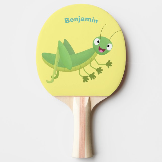 Pala De Ping Pong Personalizado de saltamontes alegre verde (Anverso)