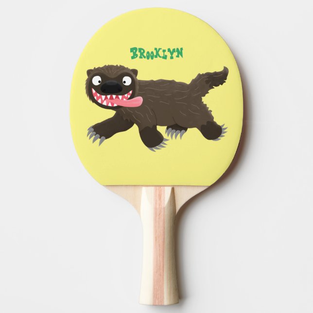 Pala De Ping Pong Personalizado de un animal lobverino hambriento (Anverso)