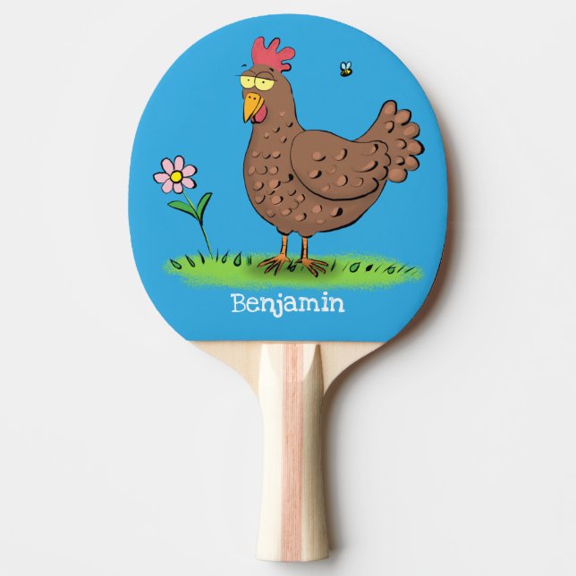 Pala De Ping Pong Personalizado divertido de pollo rústico y caprich (Anverso)