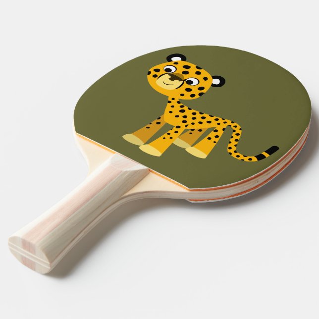 Pala De Ping Pong Personalizado Feliz de Cute, Cheetah Ping Pong Pad (Ángulo frontal)