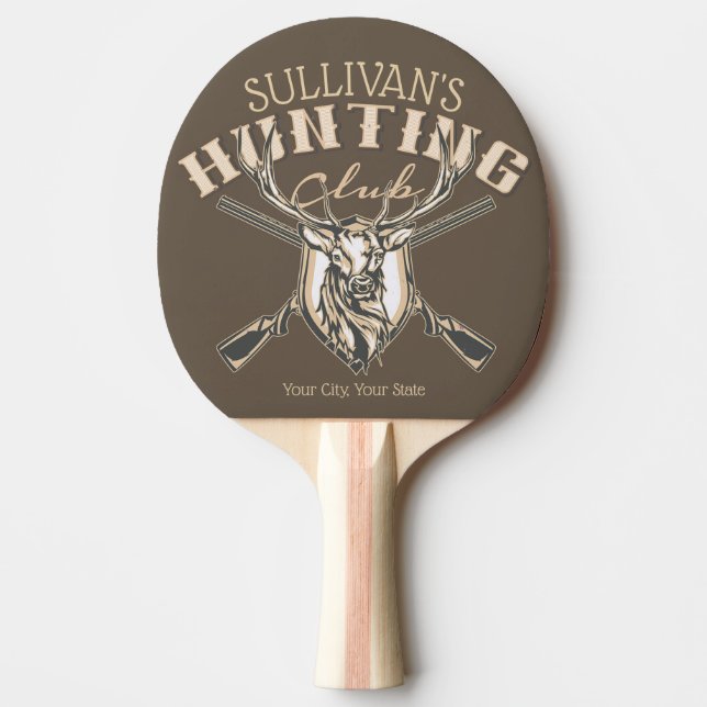 Pala De Ping Pong Personalizado Hunter NAME Deer Trophy Club de Caza (Anverso)