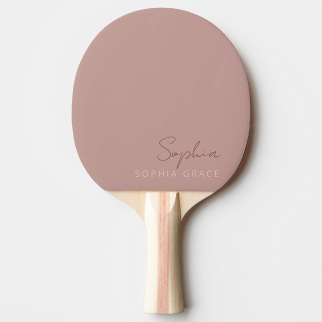Pala De Ping Pong Personalizado Moderno Script Manuscrito Rosa Polvo (Anverso)