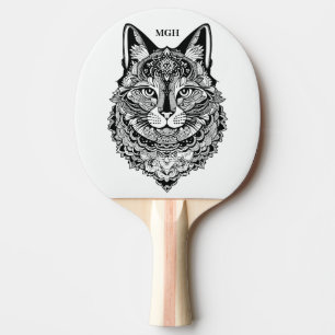 Pala De Ping Pong Personalizado Monograma Gato Ornamental