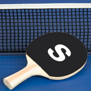 Pala De Ping Pong Personalizado Monograma Jet inicial negro