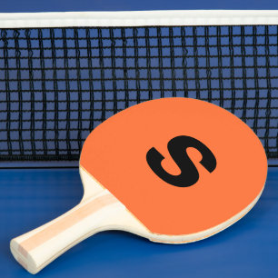 Pala De Ping Pong Personalizado Monograma Naranja inicial quemado