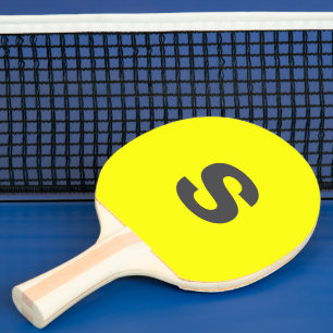 Pala De Ping Pong Personalizado Monograma Neón inicial Amarillo