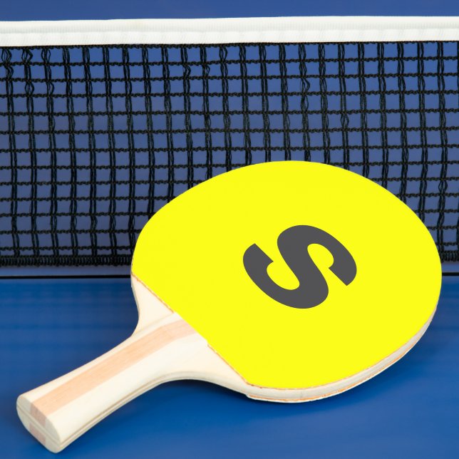 Pala De Ping Pong Personalizado Monograma Neón inicial Amarillo (in situ)