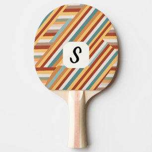 Pala De Ping Pong Personalizado Monograma Retro 70 Geométrico