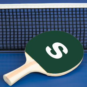 Pala De Ping Pong Personalizado Monograma Verde oscuro inicial