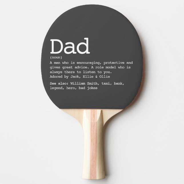 Pala De Ping Pong Personalizado Papá Definición Gris del Día del Pad (Anverso)