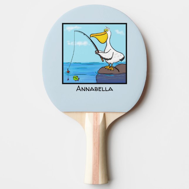 Pala De Ping Pong Personalizado pelícano de pesca divertida (Anverso)
