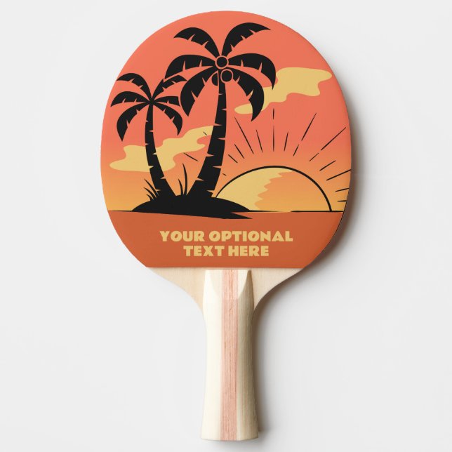 Pala De Ping Pong Personalizado Texto Isla tropical Atardecer (Anverso)