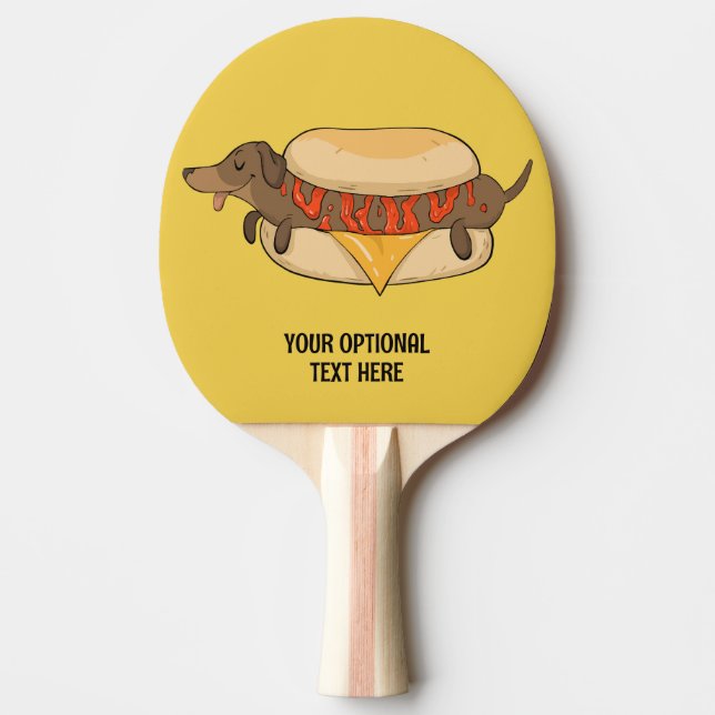 Pala De Ping Pong Personalizado Texto Perro caliente (Anverso)