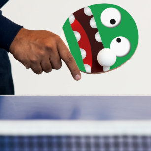 Pala De Ping Pong personalizado verde cara de monstruo asustado