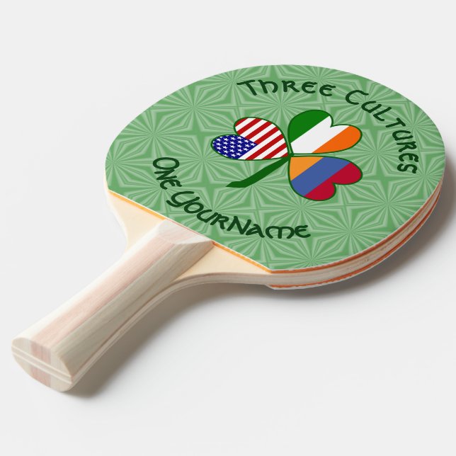 Pala De Ping Pong Personalizan la bandera armenia irlandesa norteame (Ángulo frontal)