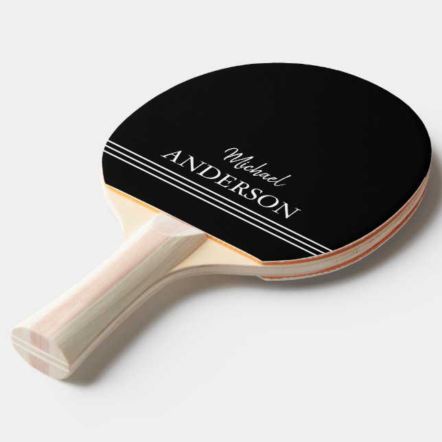Pala De Ping Pong Personalized Custom monogram on black (Ángulo frontal)