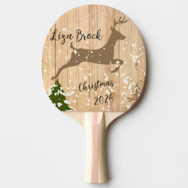 Pala De Ping Pong Personalized doe Christmas bauble wooden backgroun