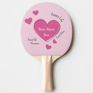 Pala De Ping Pong Personalized Pink Hearts Ping Pong Paddle