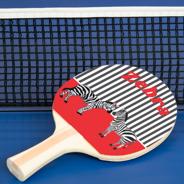 Pala De Ping Pong Personalized Unique background Zebra Red Black (in situ)