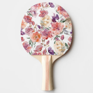 Pala De Ping Pong Pétalos de melocotón Flores de acuarela Florales b