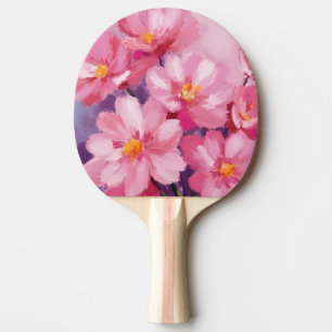 Pala De Ping Pong Pétalos rosados floreciendo   Pintura de flores ac