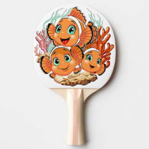 Pala De Ping Pong Pez payaso Dibujo animado lindo Familia Bajo el ag