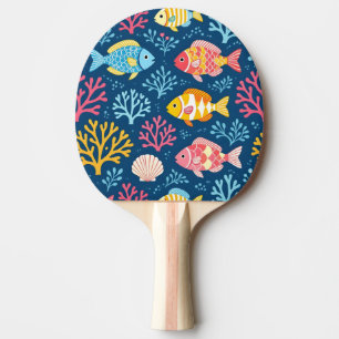 Pala De Ping Pong Pez y coral azul náutico