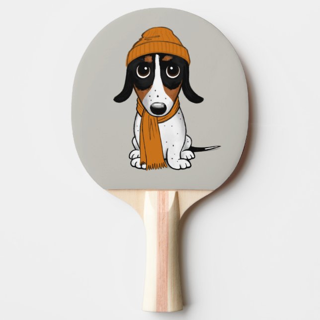 Pala De Ping Pong Piebald Dachshund | Perro Cute Hipster (Anverso)