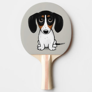 Pala De Ping Pong Piebald Dachshund   Perro de dibujos animados